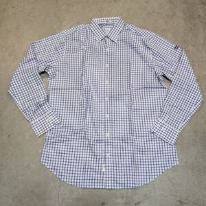 Peter Millar BMW Championship Button Up Men's L Blue White Check Long Sleeve